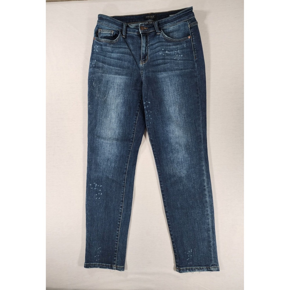Judy‎ Blue Boyfriend Jeans Womens 7/28 Blue Distressed Bleach Splatter JB82346DK